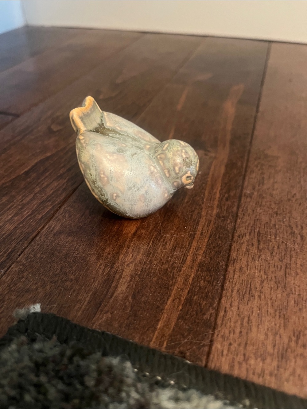 Vintage Ceramic Bird Figurine in Patina Green